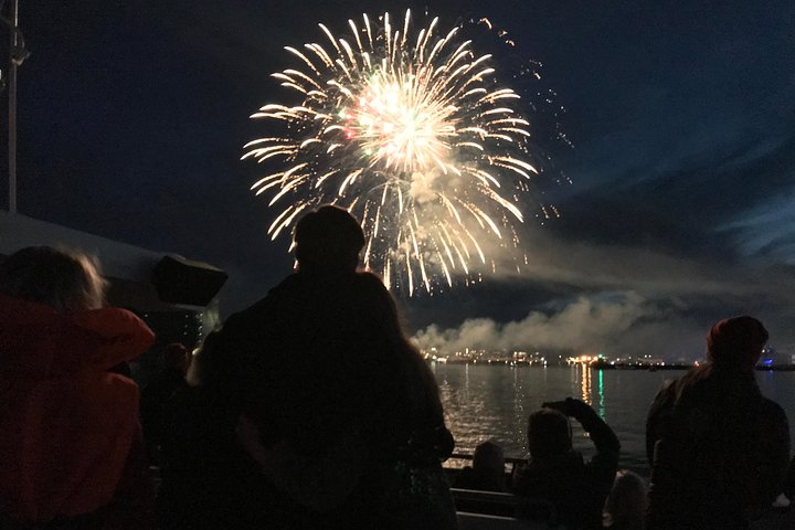 On board during the New Year's Eve Fireworks Cruise in Reykjavik