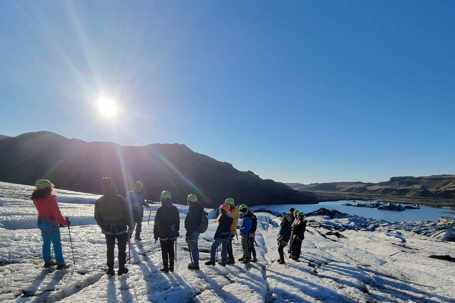 Landscape views on Glacier Hike w. Photos, South Coast Waterfalls, Black Sand Beach and Sky Lagoon in Iceland