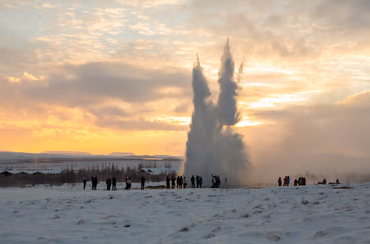 Landscape views on 2-Day Golden Circle, South Coast and Northern Lights winter tour