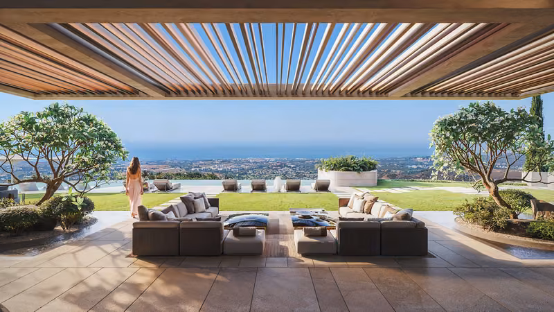 Visualización de diseño: salón exterior cubierto