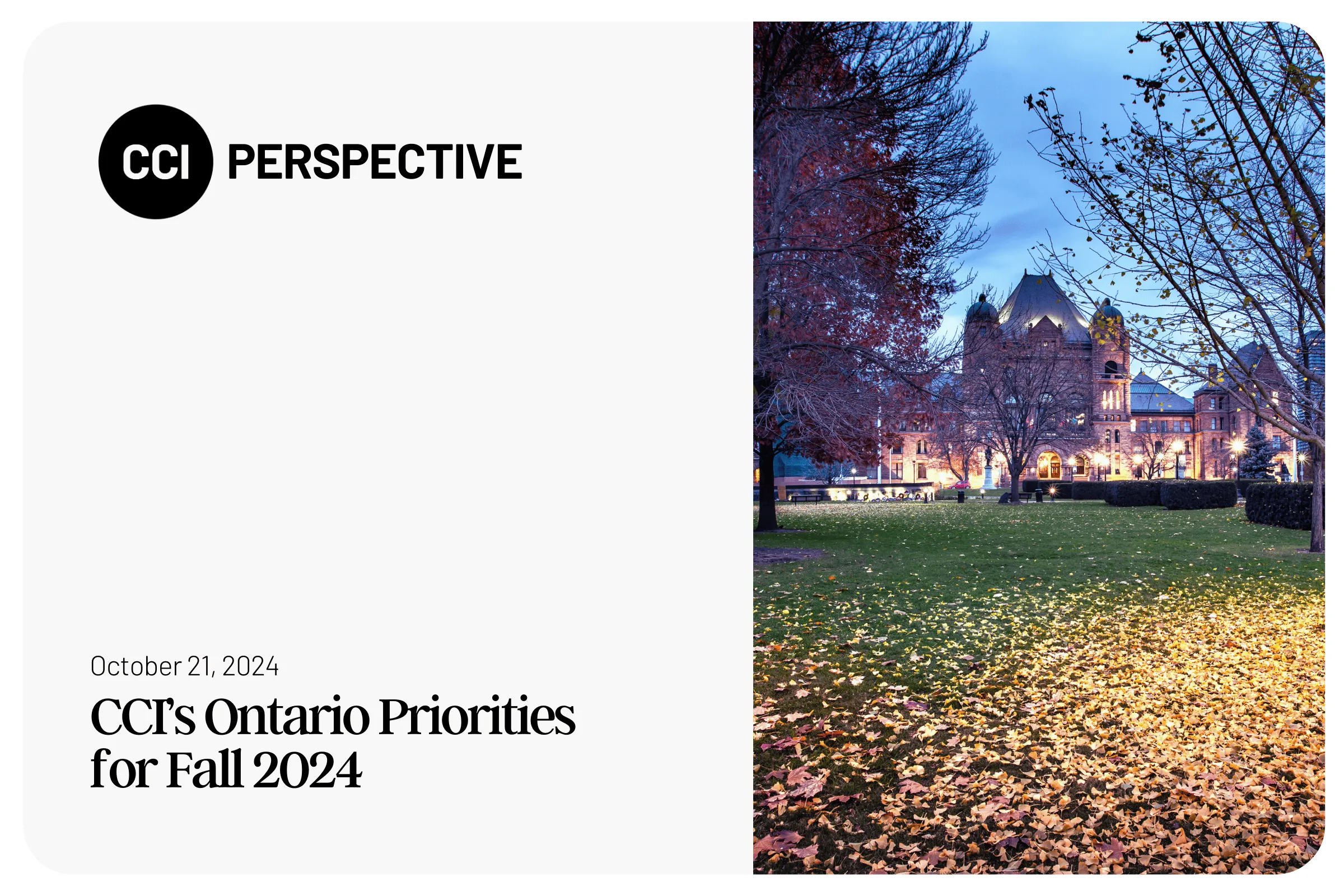 CCI's Ontario Priorities for Fall 2024