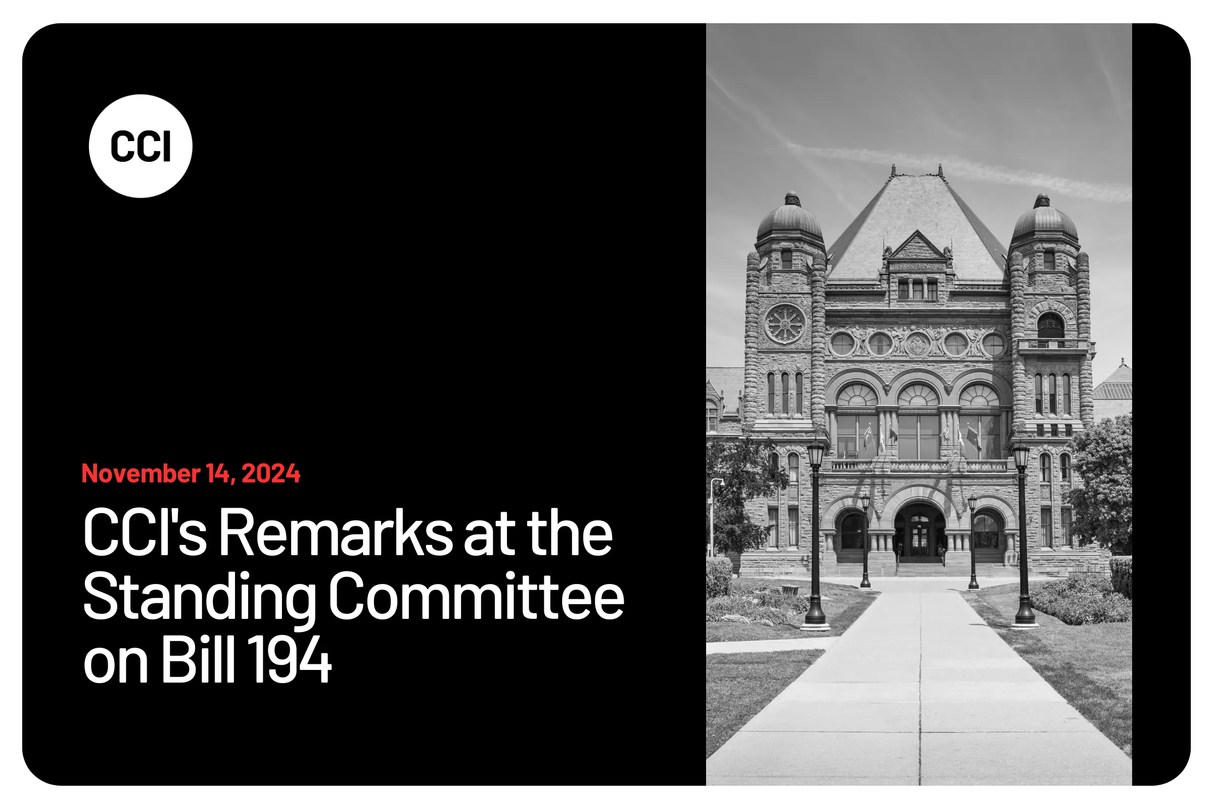 CCI's Remarks at the Standing Committee on Bill 194