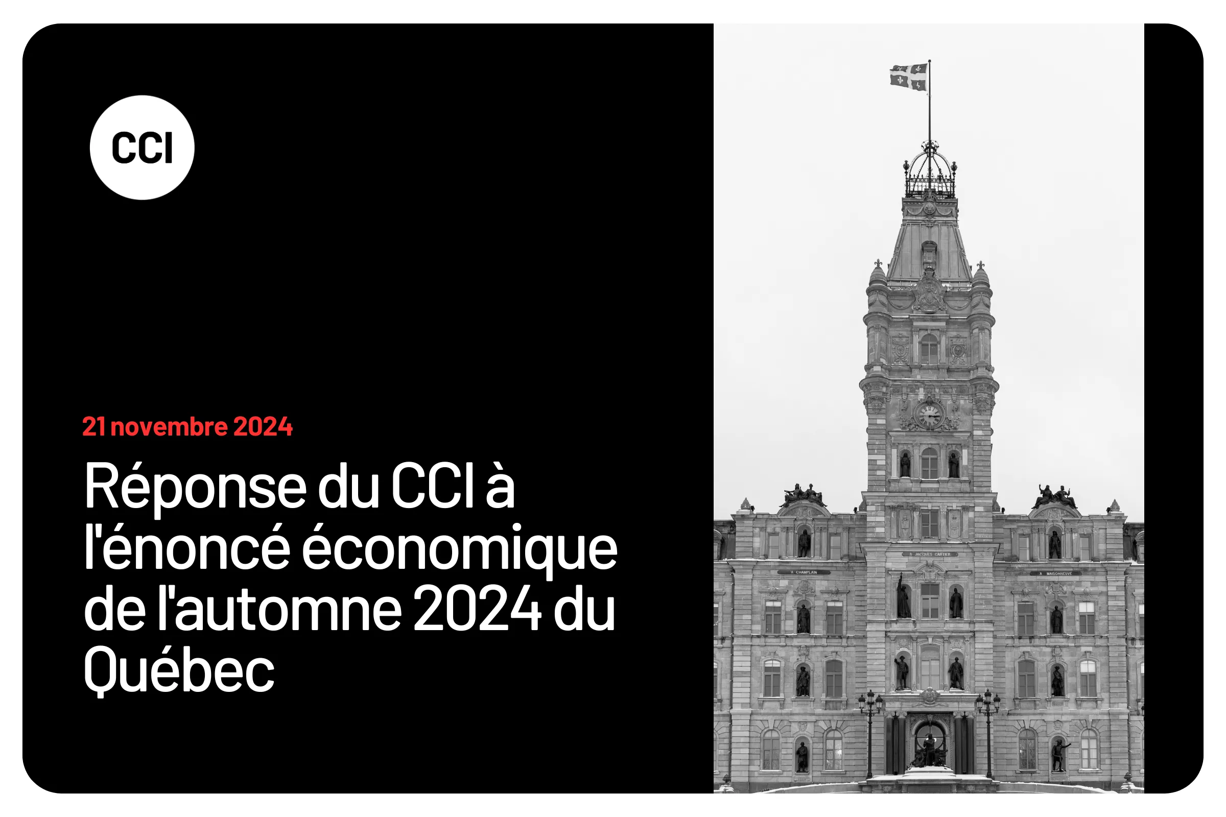 Réponse du CCI à l'énoncé économique de l'automne 2024 du Québec