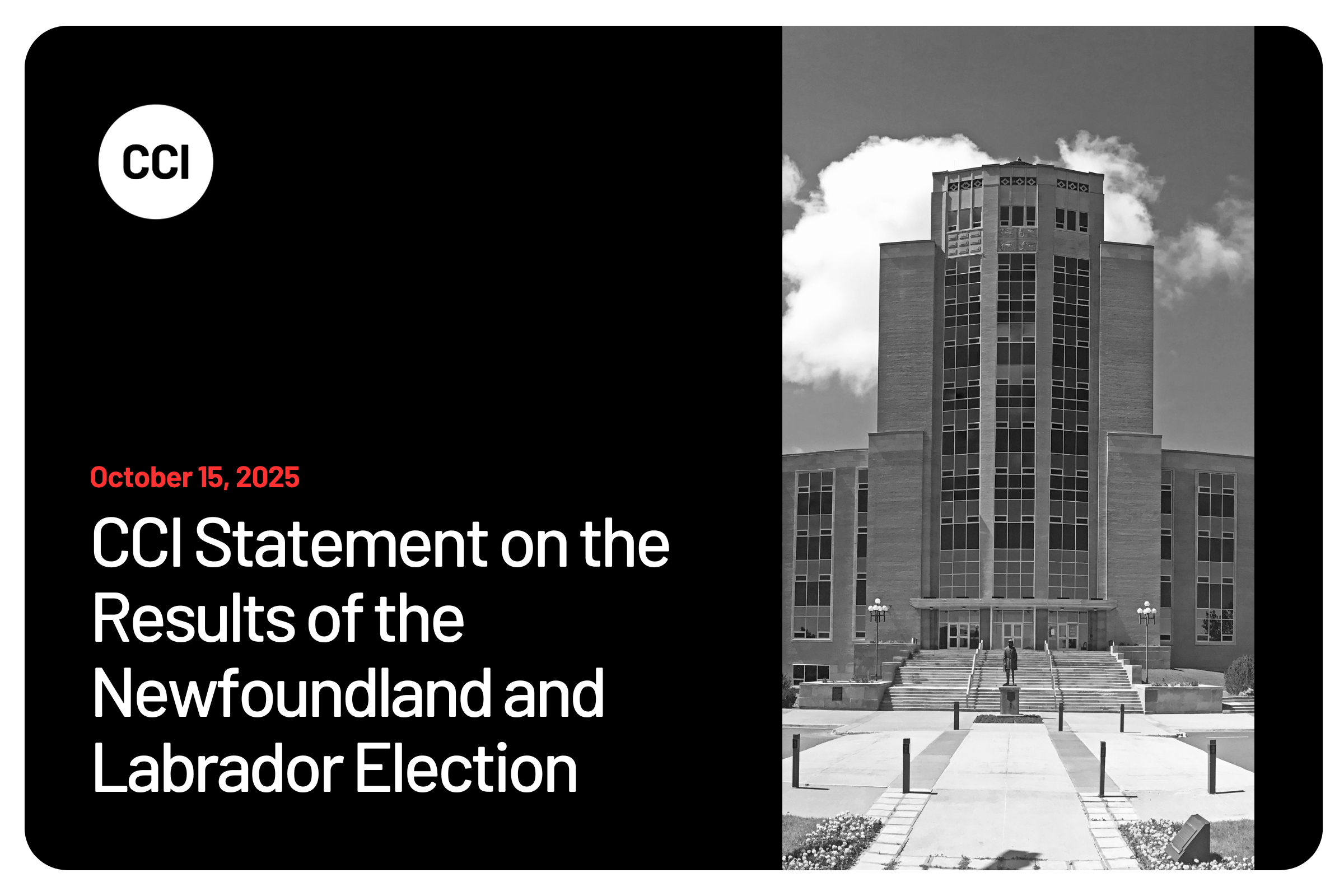 CCI Statement on the Results of the Newfoundland and Labrador Election
