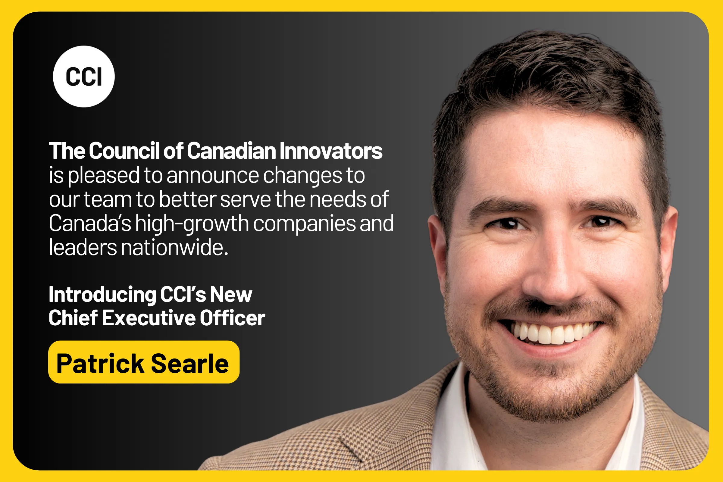 Patrick Searle Tapped by Balsillie and Ruffolo to Lead CCI’s Next Chapter