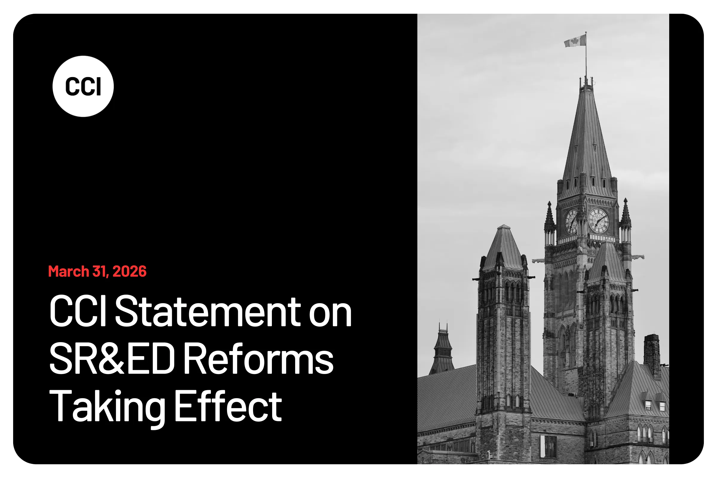 CCI Statement on SR&ED Reforms Taking Effect
