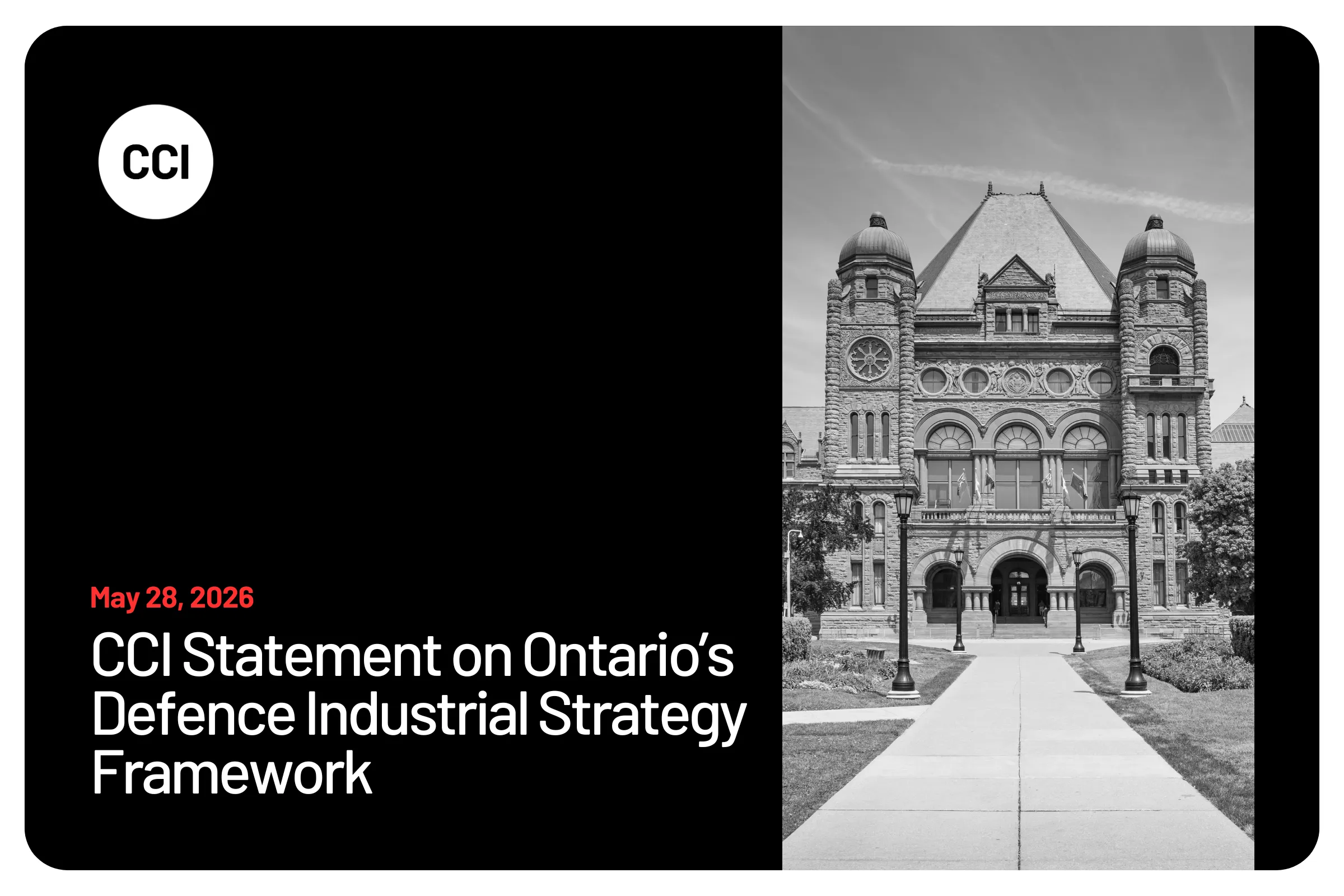 CCI Statement on Ontario’s Defence Industrial Strategy Framework