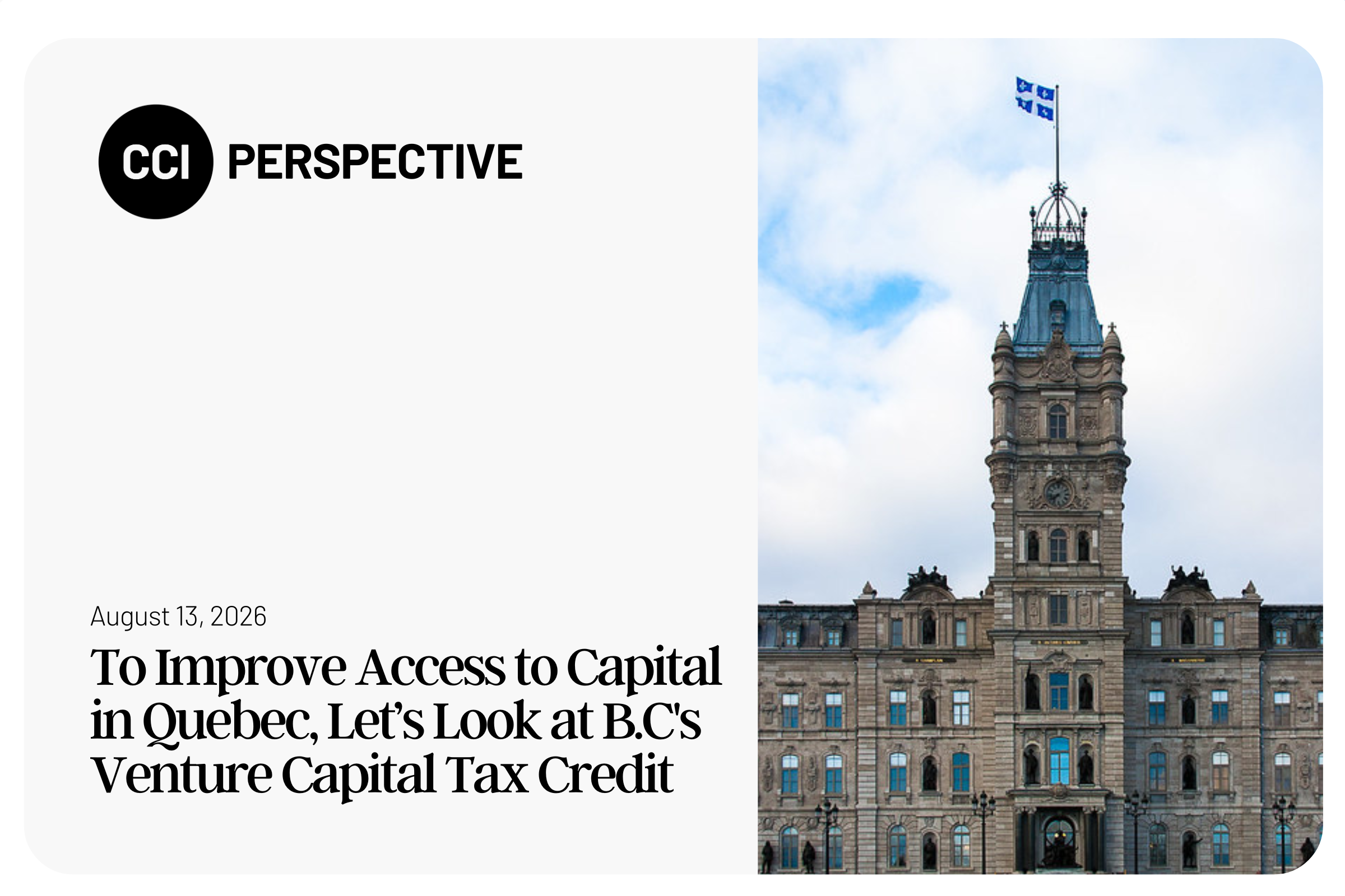 To Improve Access to Capital in Quebec, Let’s Look at B.C's Venture Capital Tax Credit