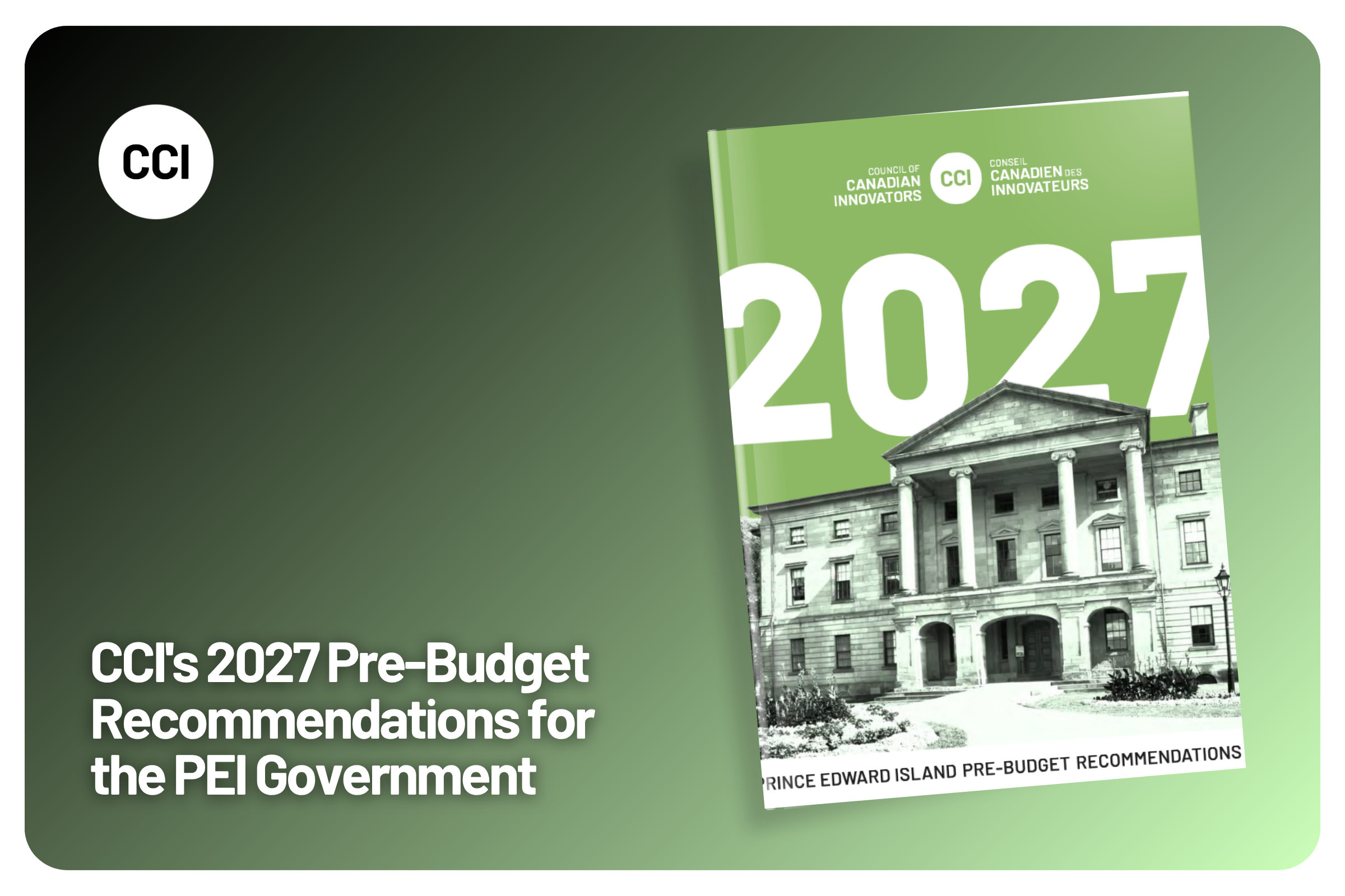 CCI's 2027 Pre-Budget Recommendations for the Prince Edward Island Government