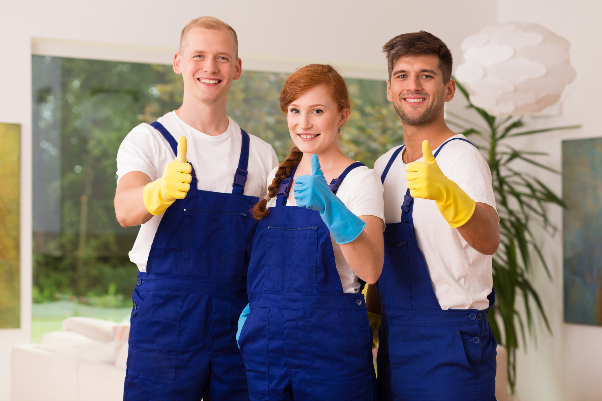 three cleaners ready to work