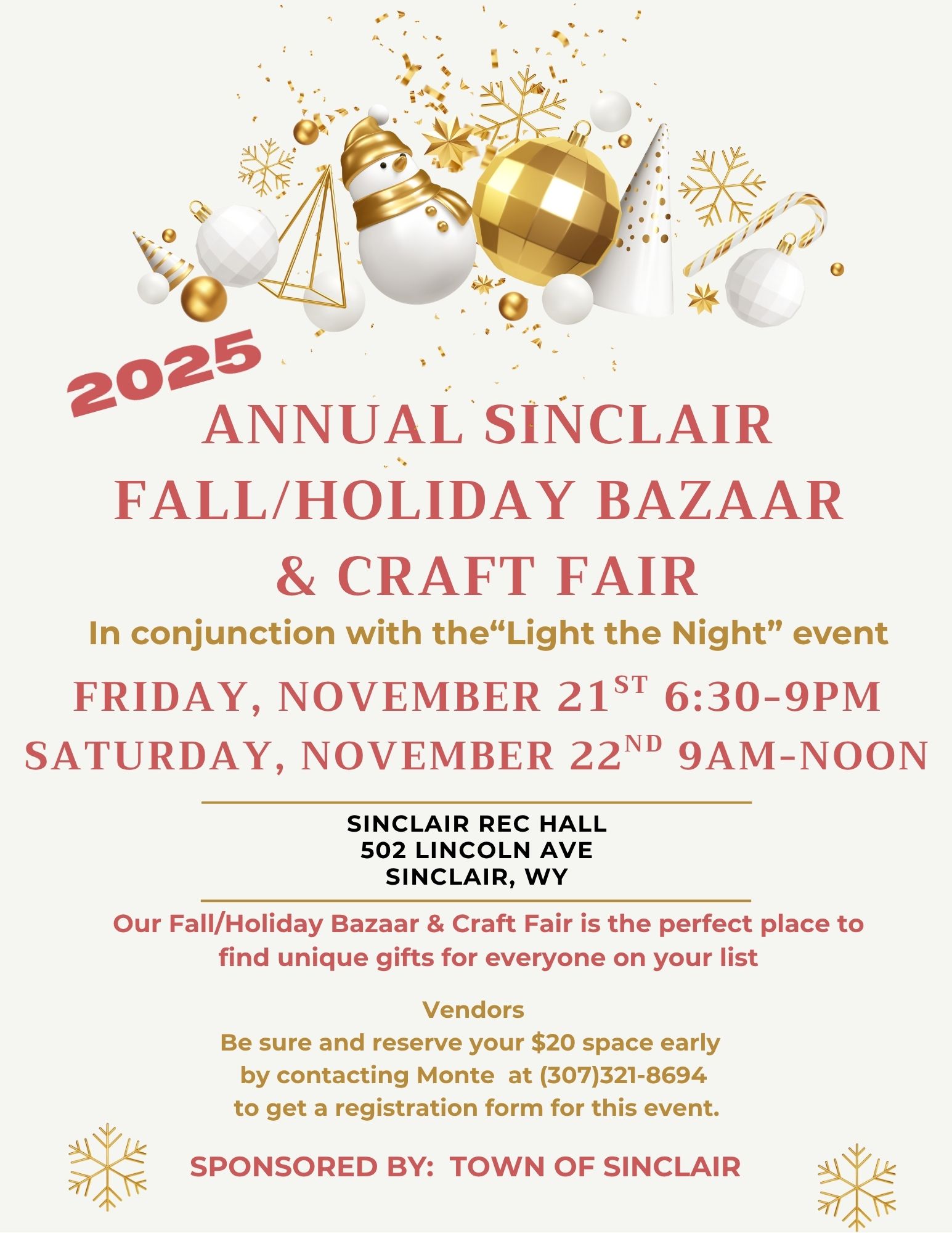 Town of Sinclair Annual Fall Holiday Craft Fair 