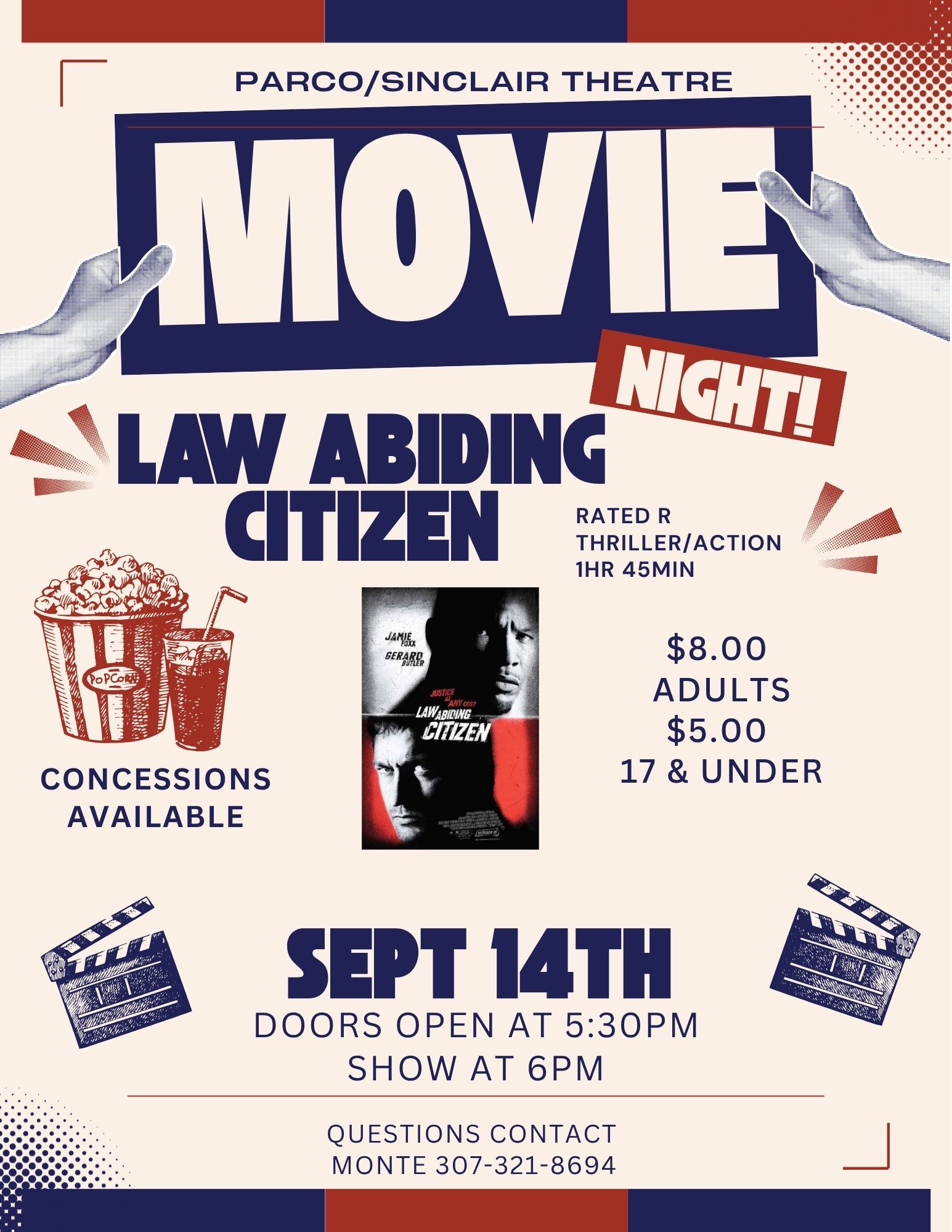 Movie Night - "LAW ABIDING CITIZEN" Monday, Sept. 14th
