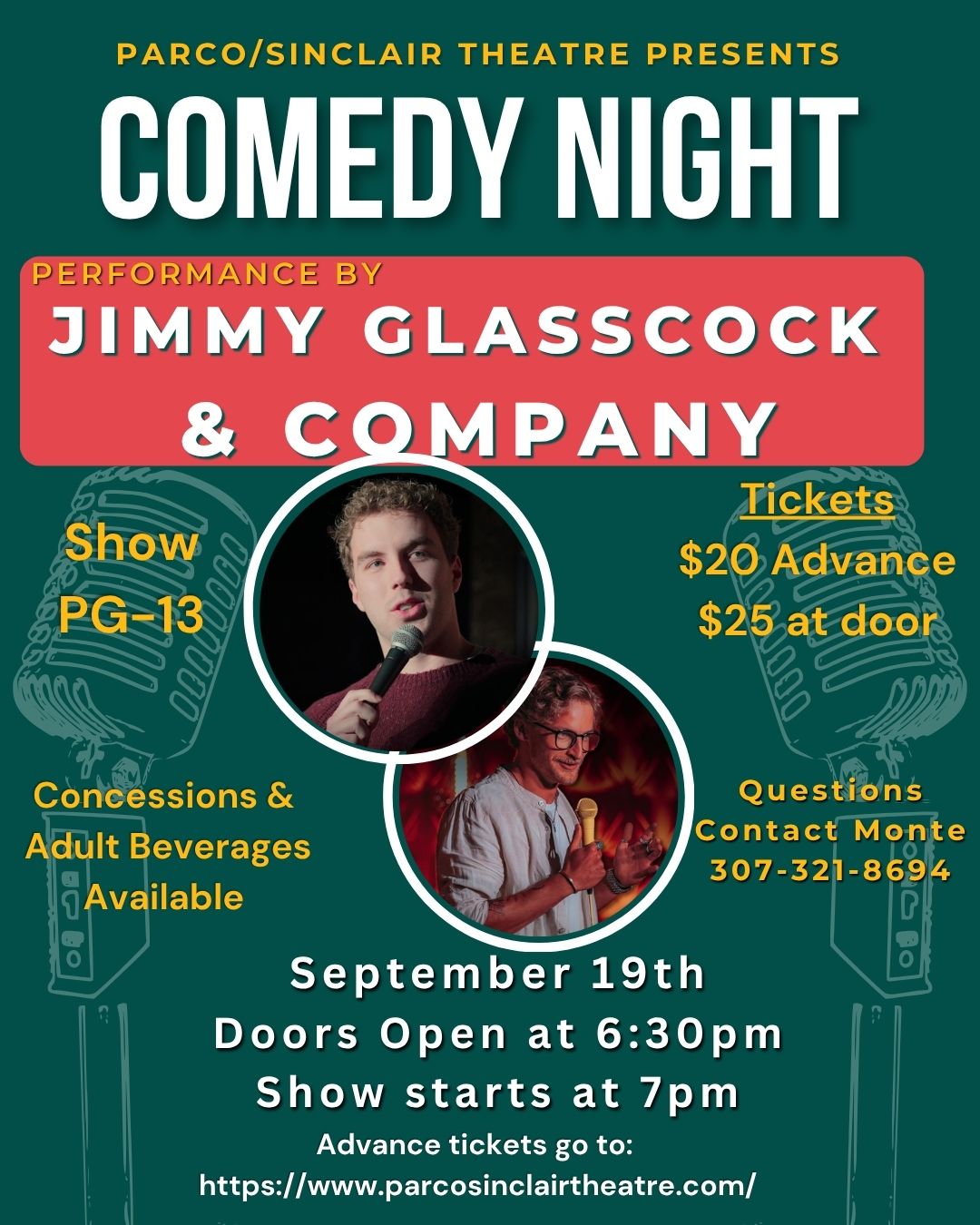 Comedy Show - "Jimmy Glasscock & Company" Saturday, September 19th