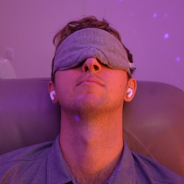 a comfortable looking man receiving IV ketamine for depression