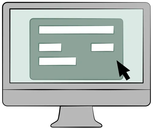 Computer screen showing a form with blank fields and a black mouse cursor pointing at it.