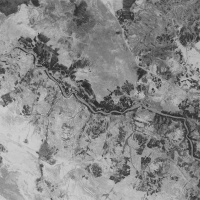 A high resolution declassified KH-7 GAMBIT spy satellite image of Nasiriyah, Iraq from February 18, 1966.