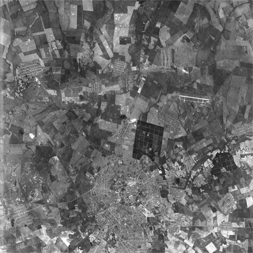 A high resolution declassified KH-7 GAMBIT spy satellite image of Timișoara, Romania from May 20, 1964.