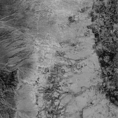 A high resolution declassified KH-7 GAMBIT spy satellite image of Yinchuan, China from August 15, 1964.