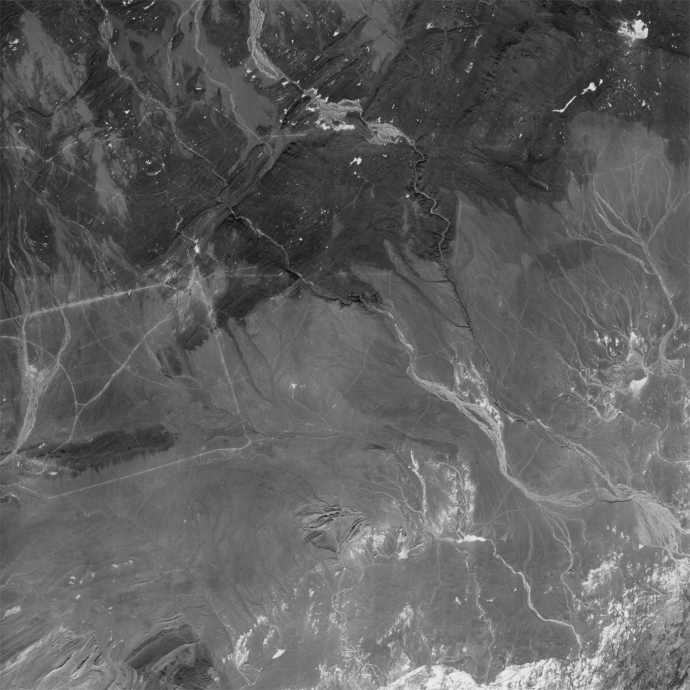 A high resolution declassified KH-7 GAMBIT spy satellite image of Lop Nur, China from September 25, 1964.