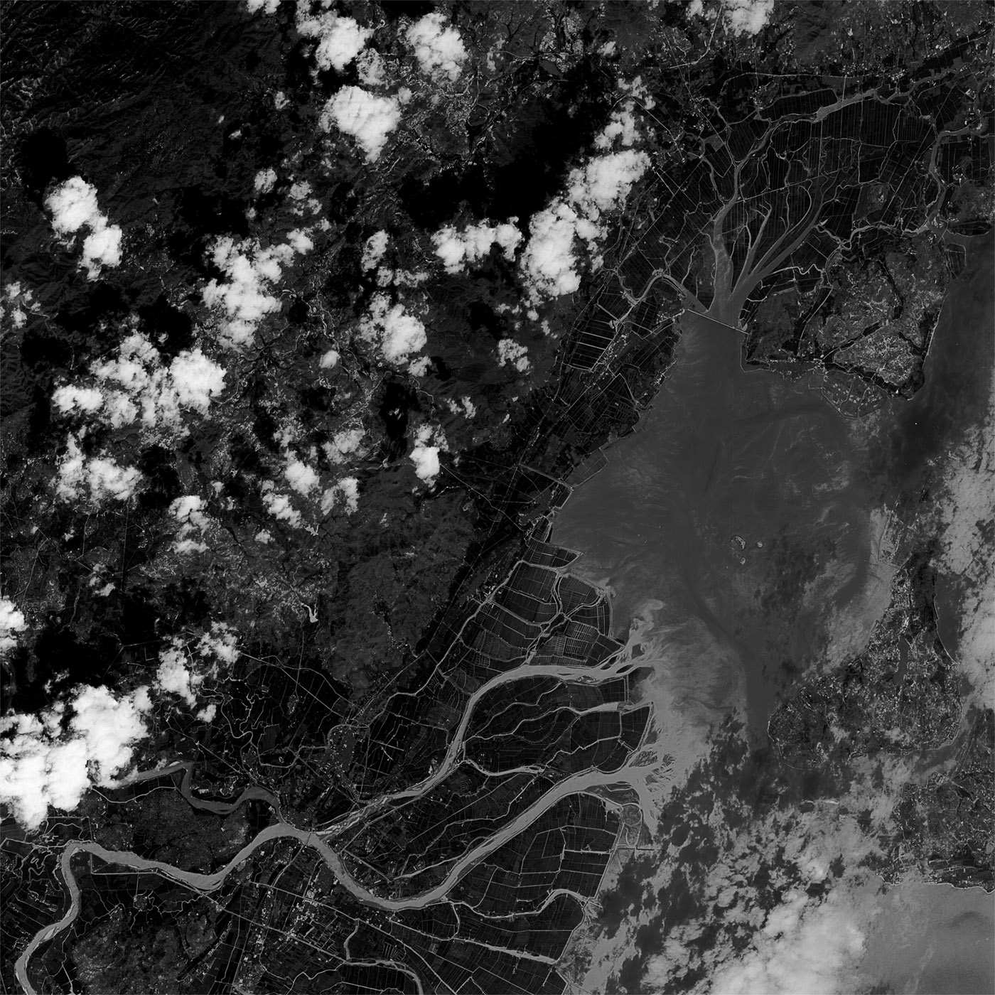A high resolution declassified KH-7 GAMBIT spy satellite image of Shantou, China from September 26, 1964.
