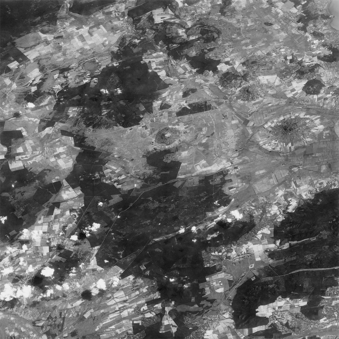 A high resolution declassified KH-7 GAMBIT spy satellite image of Ajka, Hungary from September 27, 1964.