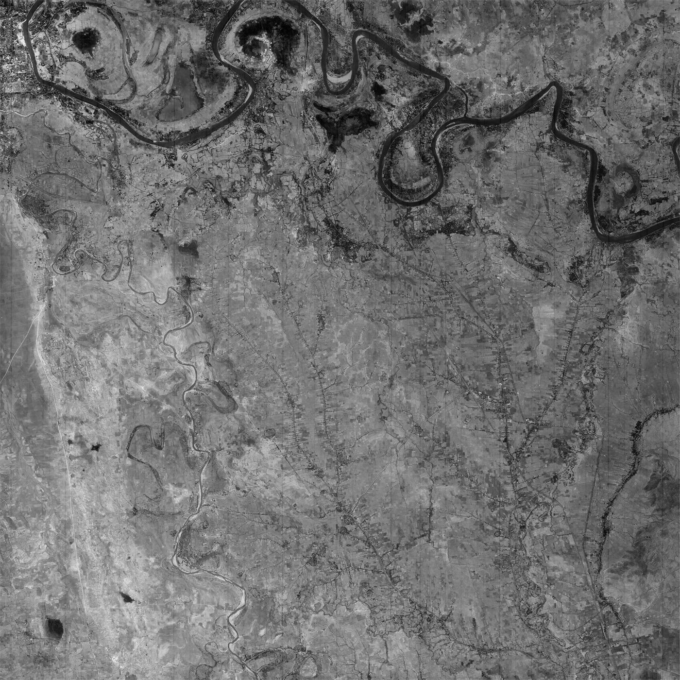 A high resolution declassified KH-7 GAMBIT spy satellite image of Mandalay, Myanmar from March 14, 1964.