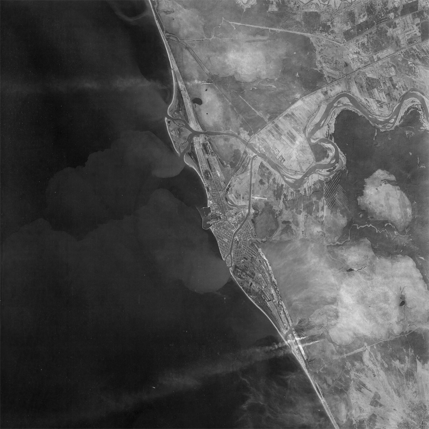 A high resolution declassified KH-7 GAMBIT spy satellite image of Poti, Georgia from December 05, 1964.