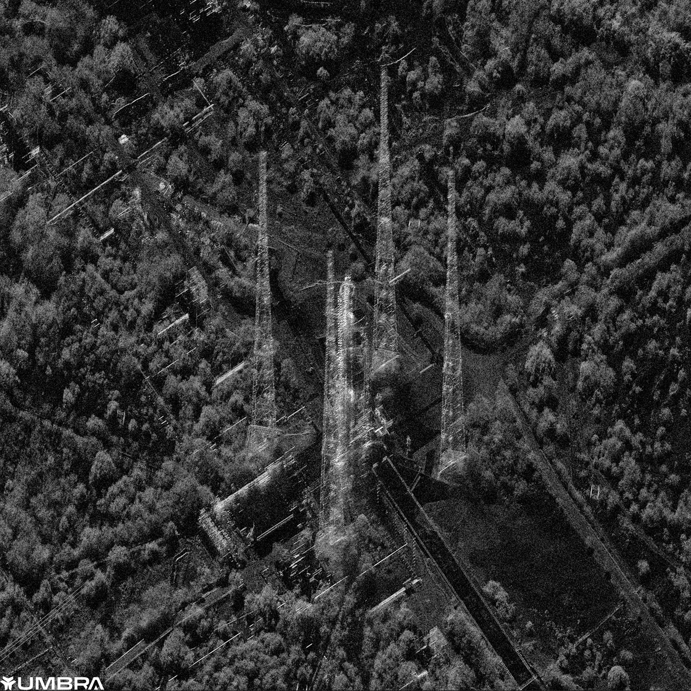 An Umbra synthetic aperture radar (SAR) satellite image of NISAR on Second Launch Pad at the Satish Dhawan Space Centre, India on July 29, 2025