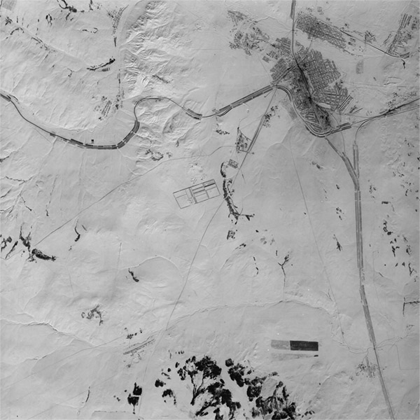A high resolution declassified KH-7 GAMBIT spy satellite image of Kartaly, Russia from January 26, 1964.