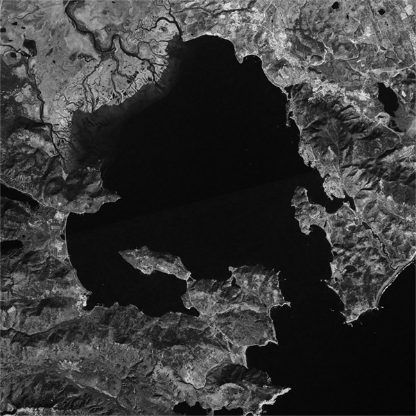 A high resolution declassified KH-4B CORONA spy satellite image of Petropavlovsk-Kamchatsky, Russia from September 19, 1967.