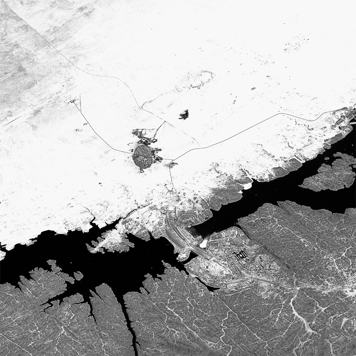 A high resolution declassified KH-7 GAMBIT spy satellite image of Aswan, Egypt from June 5, 1967.