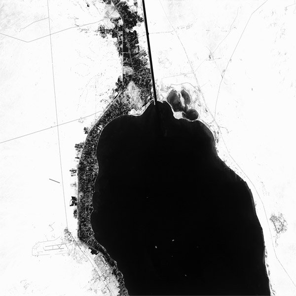 A high resolution declassified KH-9 HEXAGON spy satellite image of the Yellow Fleet on the Great Bitter Lake, Egypt from August 5, 1973.