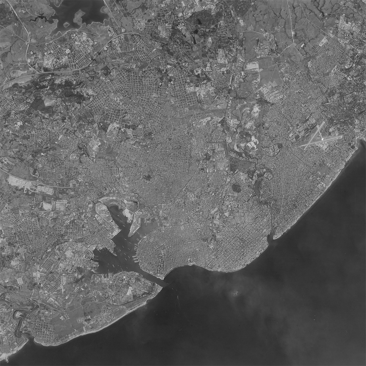 A high resolution declassified KH-9 HEXAGON spy satellite image of Havana, Cuba from January 26, 1984.