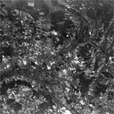 A high resolution declassified KH-7 GAMBIT spy satellite image of Tartu, Estonia from October 02, 1965.