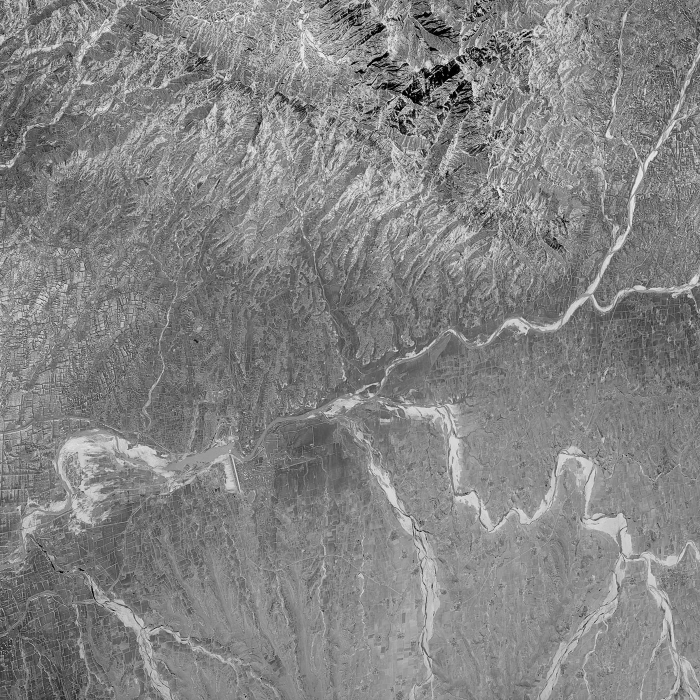 A high resolution declassified KH-9 HEXAGON spy satellite image of Zhumadian, China from December 17, 1975.