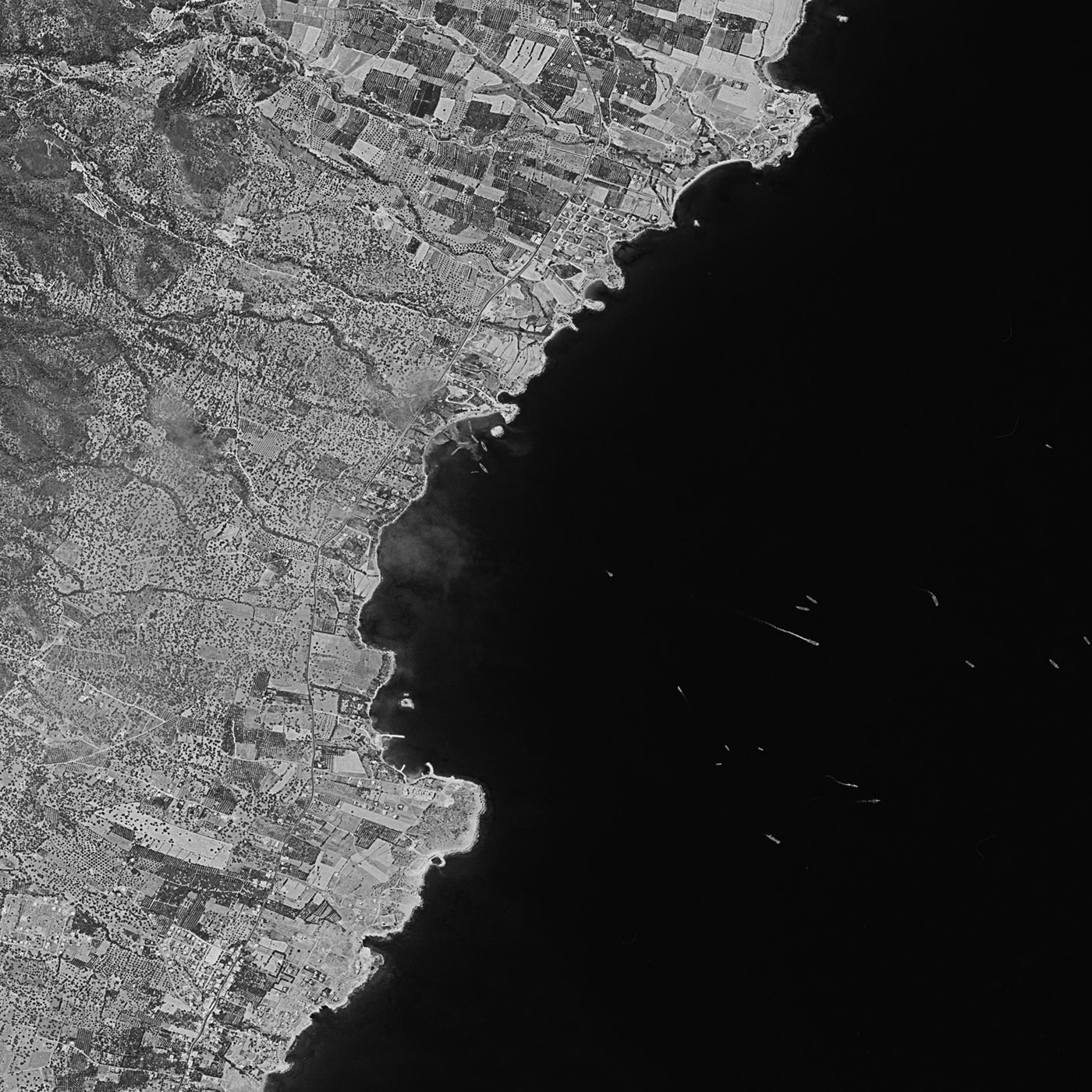 A high resolution declassified KH-9 HEXAGON spy satellite image of the Cyprus invasion from July 20, 1974.