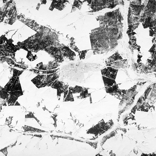 A high resolution declassified KH-4 CORONA spy satellite image of Mozhga, Russia from February 27, 1962.