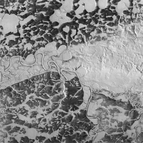 A high resolution declassified KH-7 GAMBIT spy satellite image of Nizhnyaya, Russia from March 13, 1965.