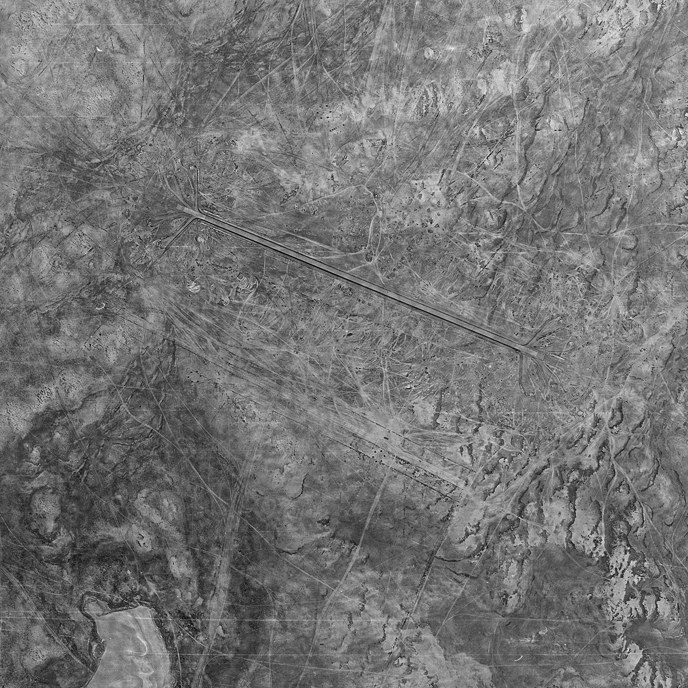 A high resolution declassified KH-9 HEXAGON spy satellite image of H-3 Air Base, Iraq from July 5, 1978.