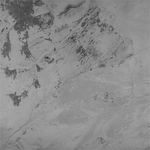 A high resolution declassified KH-9 HEXAGON spy satellite image of Kandahar, Afghanistan from October 5, 1984.