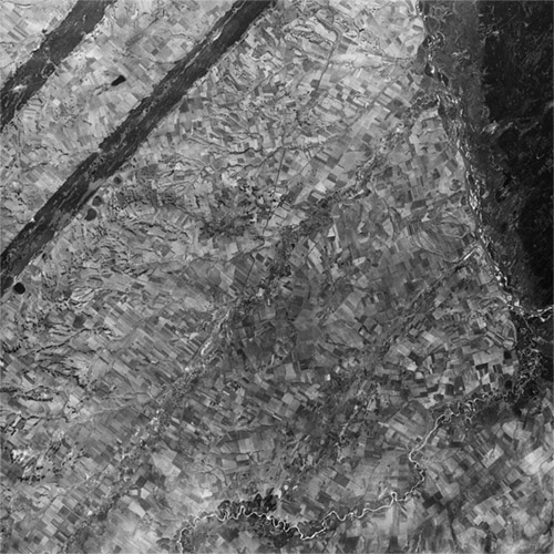 A high resolution declassified KH-9 HEXAGON spy satellite mapping camera image of Aleysk ICBM Complex, Russia from August 14, 1973