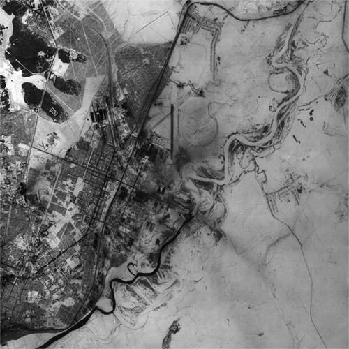 A high resolution declassified KH-7 GAMBIT spy satellite image of Samara, Russia from March 16, 1965.