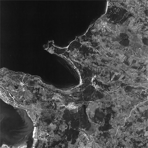 A high resolution declassified KH-7 GAMBIT spy satellite image of Harju County, Estonia from April 29, 1965.