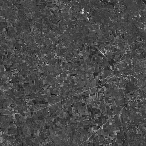 A high resolution declassified KH-7 GAMBIT spy satellite image of Springfield, Missouri from April 29, 1965.