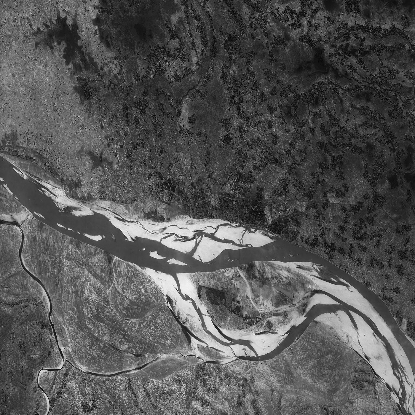 A high resolution declassified KH-7 GAMBIT spy satellite image of Rajshahi, Bangladesh from May 01, 1965.