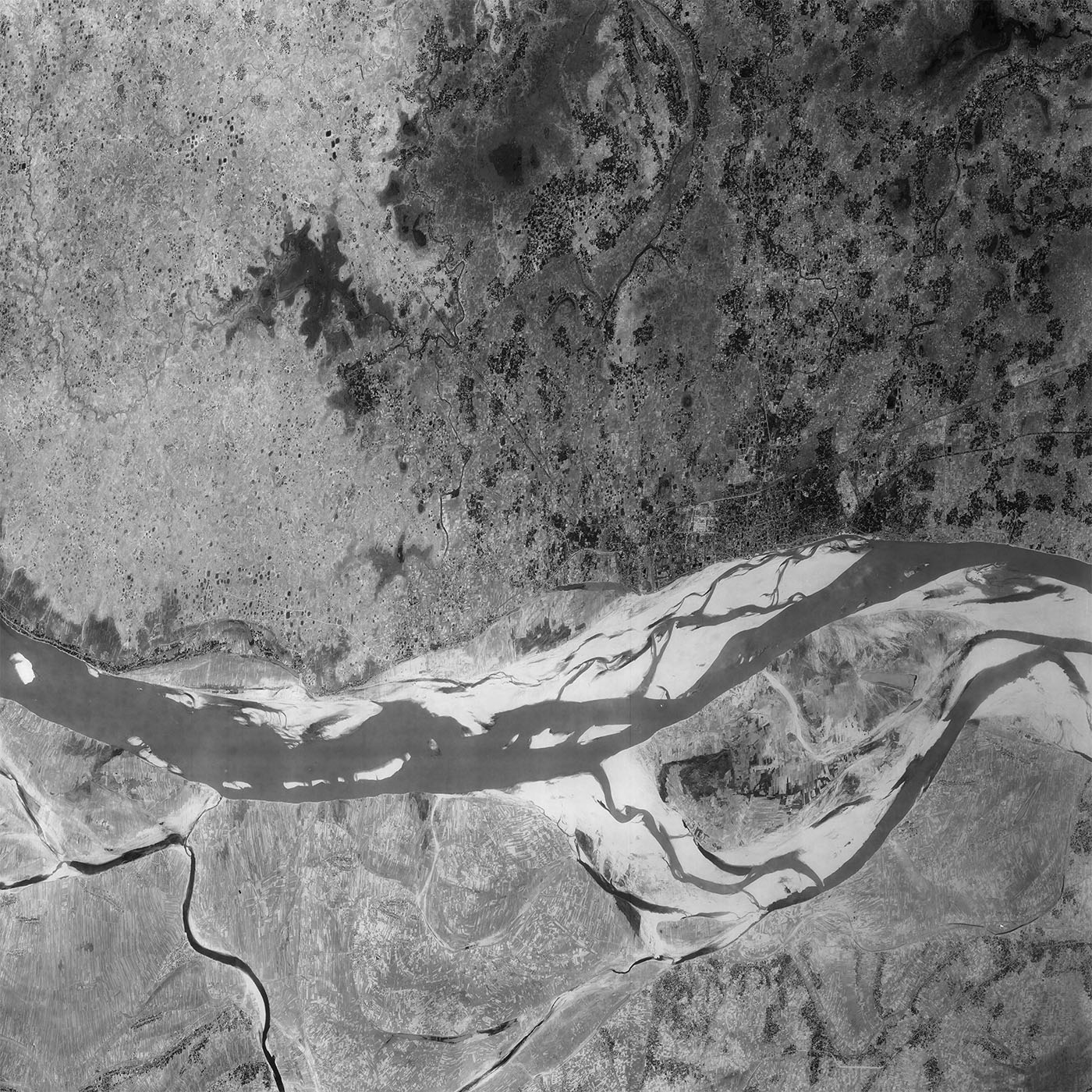 A high resolution declassified KH-7 GAMBIT spy satellite image of Rajshahi, Bangladesh from May 1, 1965.
