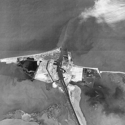 A high resolution declassified KH-7 GAMBIT spy satellite image of Port Said, Egypt from December 12, 1965.