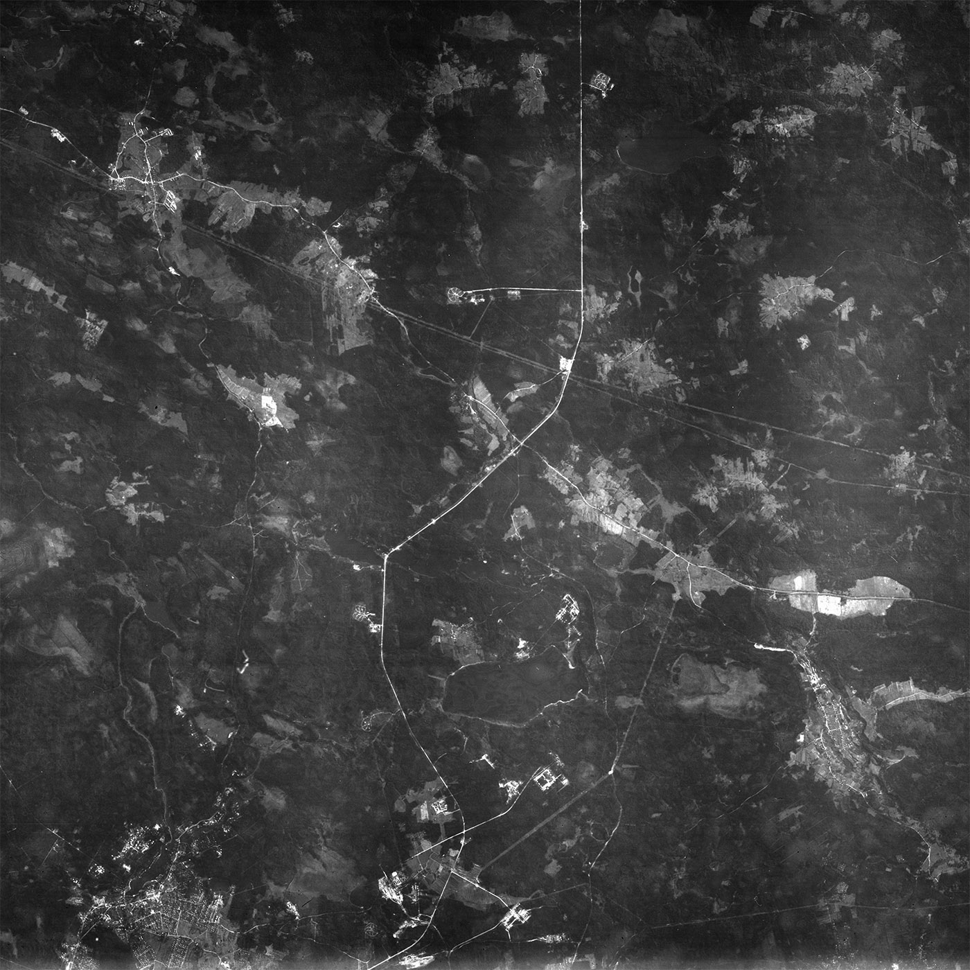 A high resolution declassified KH-6 LANYARD spy satellite image of St Petersburg, Russia from August 01, 1963.