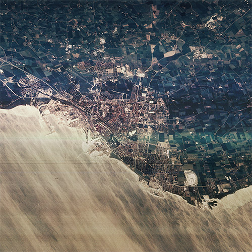 A high resolution declassified KH-7 GAMBIT spy satellite image of Malmö, Sweden from July 19, 1966.