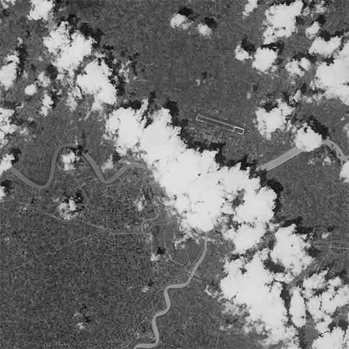 A high resolution declassified KH-7 GAMBIT spy satellite image of Ningbo, China from May 3, 1965.